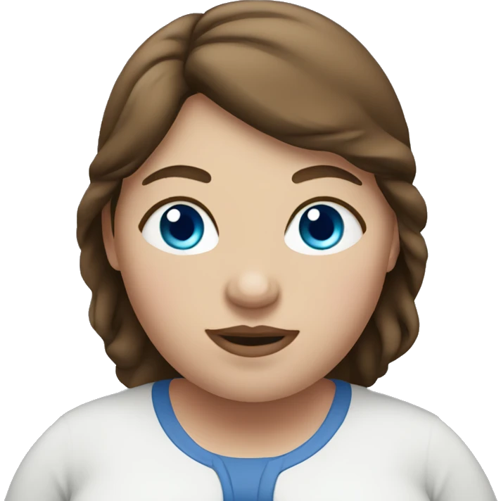 Fat woman with brown hair and blue eyes emoji