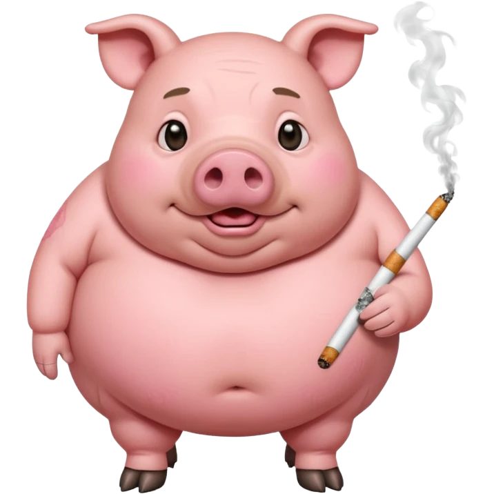 Fat pig with cigarette  emoji