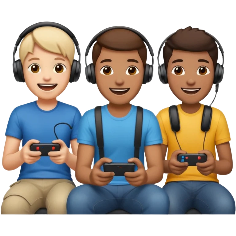 group of friends playing video games together emoji