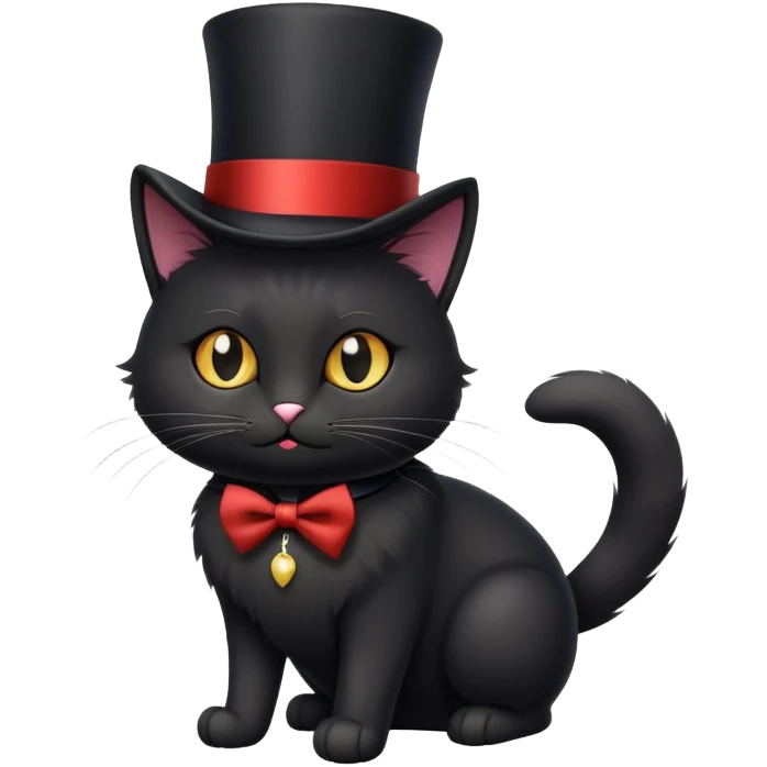 Black cat with a top hat emoji