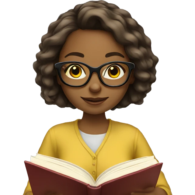 yellowskin-girl-reading-book-glasses emoji