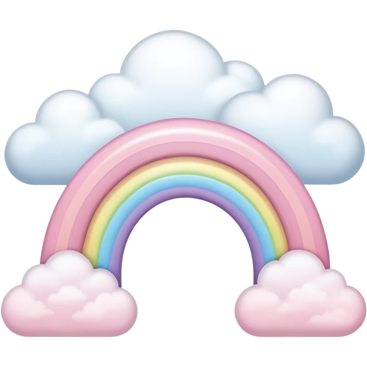 pastel pink rainbow arch with fluffy clouds emoji