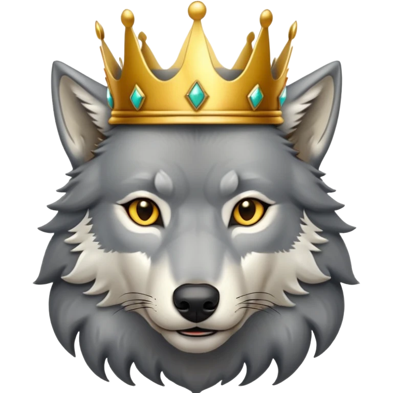 wolf with a golden crown on his head emoji