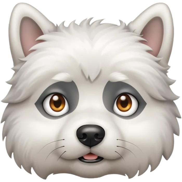 a white dog with a gray stain on one eye emoji
