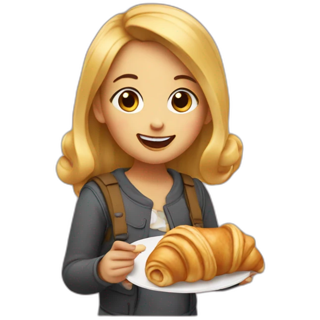 girl eating croisant emoji