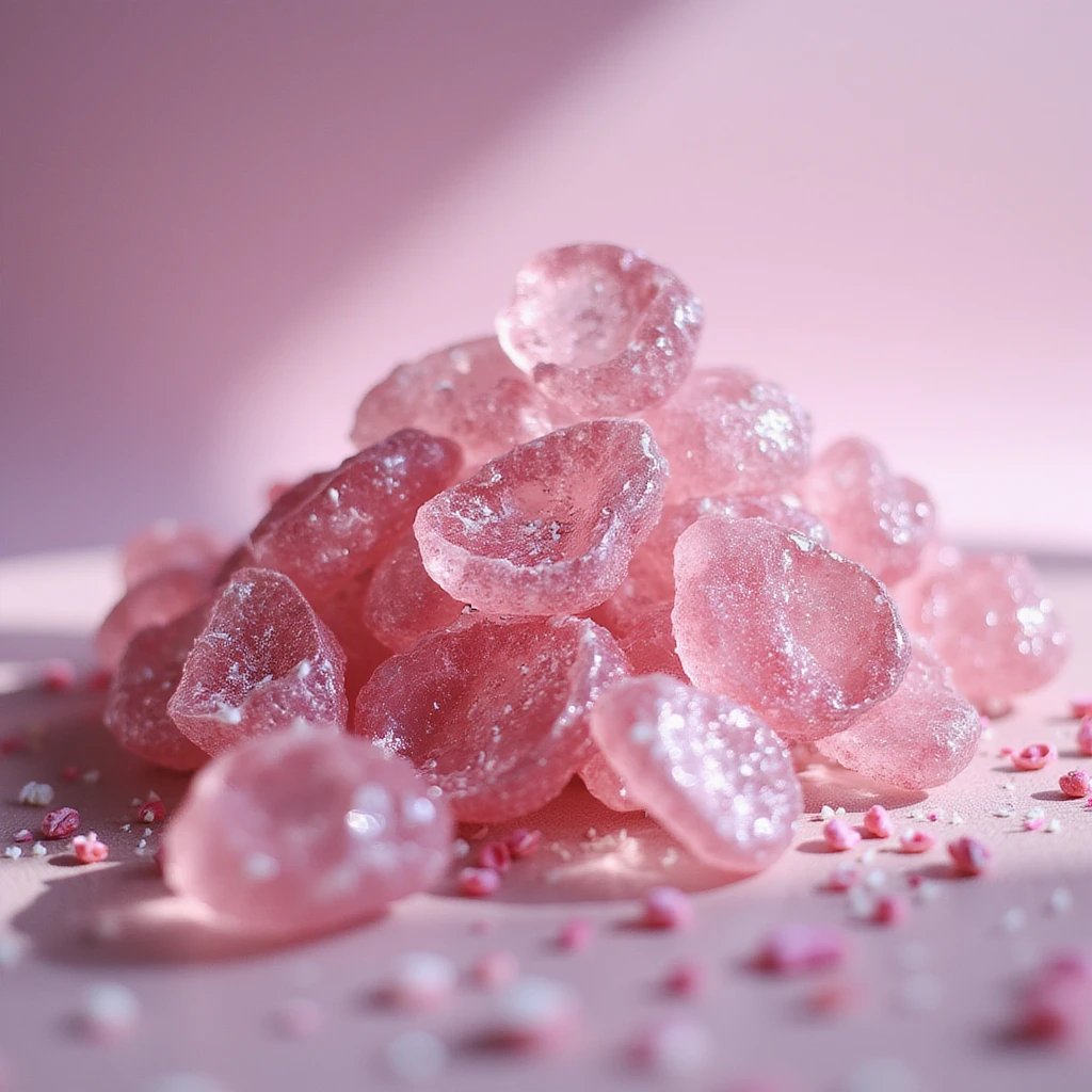 fantasy pink crystal candy, photorealistic style emoji