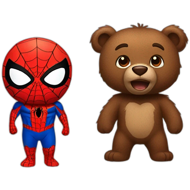a brown bear with spider man emoji