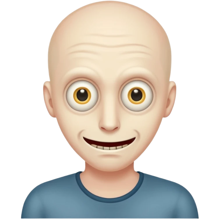 Paranoid insomniac man with creepy smile and wide eyes no background emoji