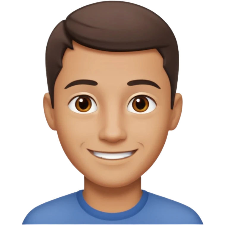 clean shaven, short hair, brown eyes, no glasses, medium skin, smiling man emoji