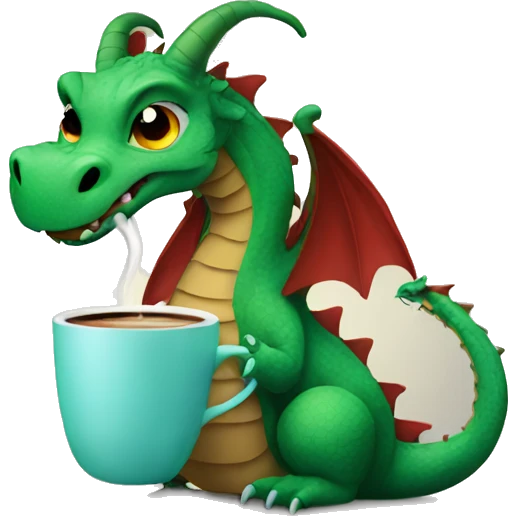 Dragon with a cup of coffee emoji