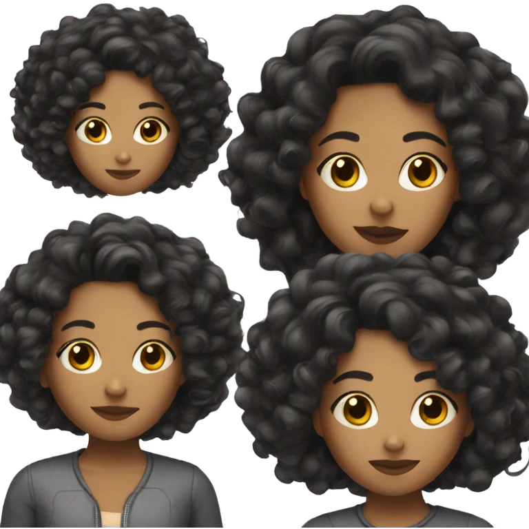 mixed girl with black curly hair emoji