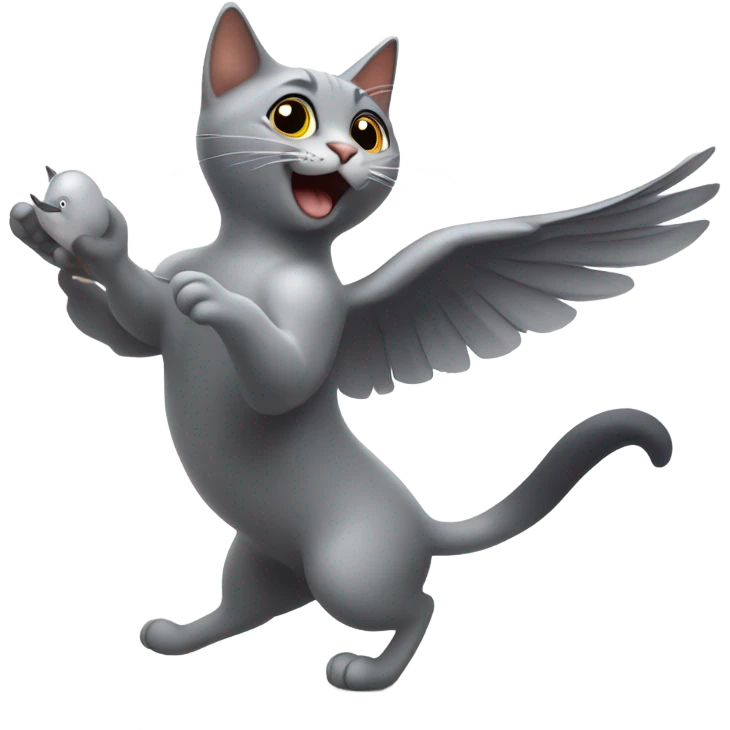 Cat dancing with pigeon  emoji