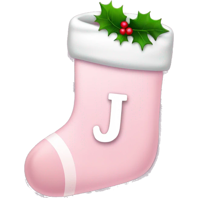 Light pink Christmas stocking with letter J emoji