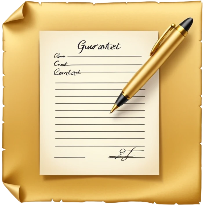 Professional guarantee contract golden paper signed emoji