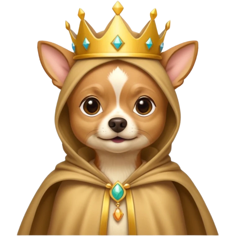 Perro chihuahua color camel con ropa de Rey. emoji