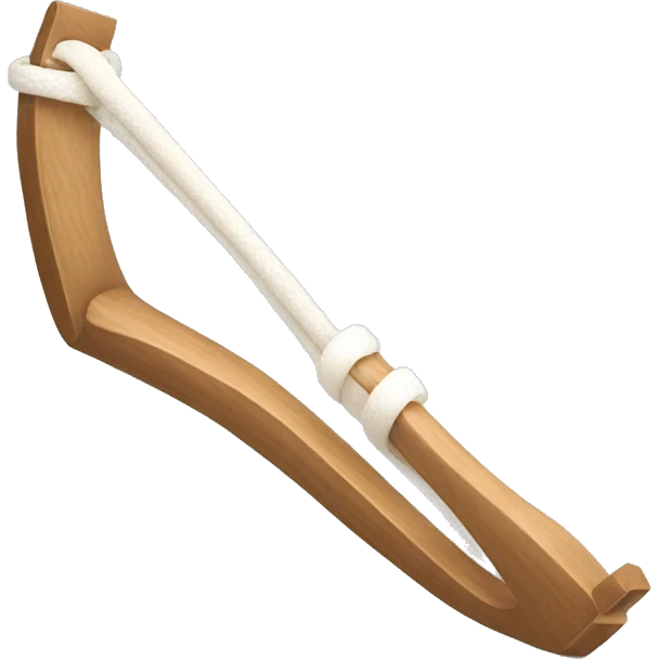wooden y shaped slingshot with white elastic rubberband emoji