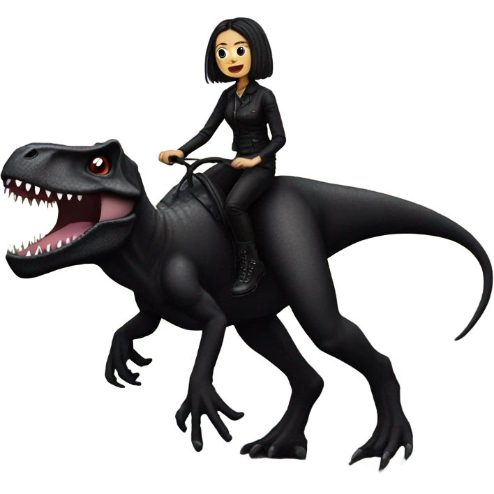 goth girl riding a trex emoji