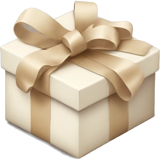 New Year’s box with beige gifts and white ribbon emoji