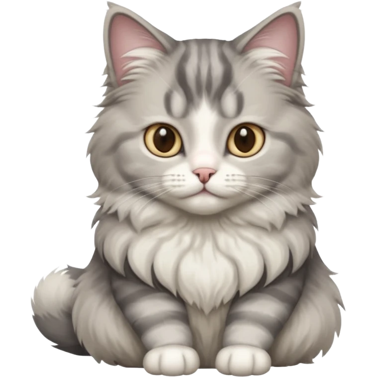 a grey and white cat sitting regally emoji