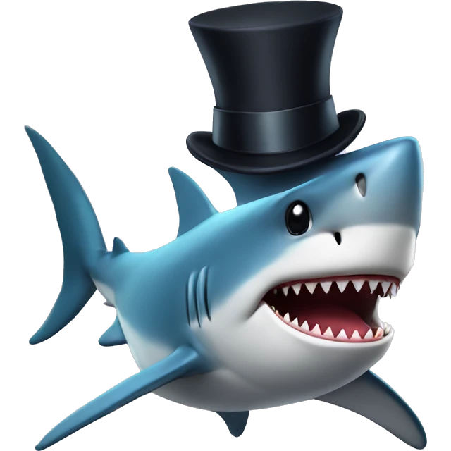 Shark with a top hat emoji
