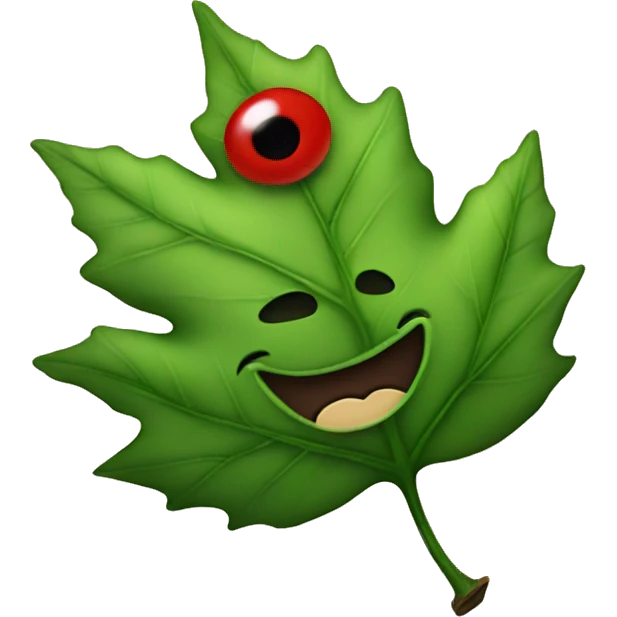 talking leaf with red eyes emoji