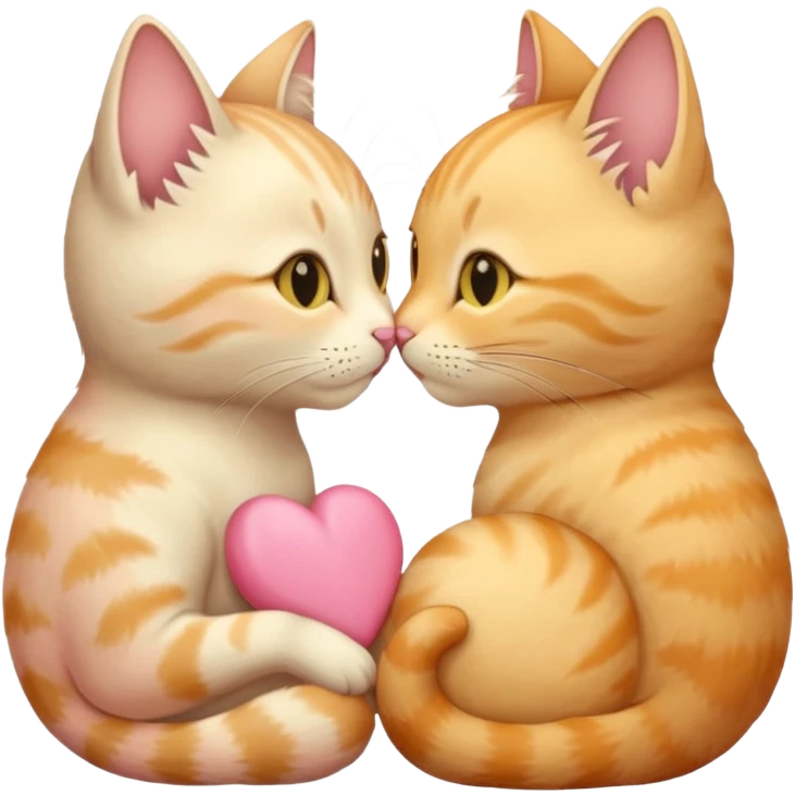 Two cats “nose to nose” + a small heart between them in soft pink, beige and yellow pastel colors emoji