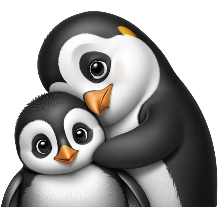 Pingouin hugging a baby pingouin  emoji