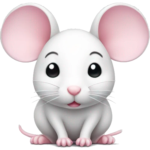 White Mouse very cute only face with a big pastelpink bow on its head emoji
