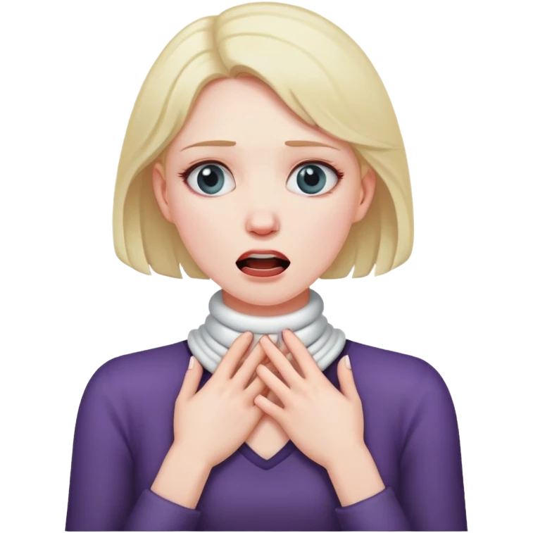 woman choking with hands around neck emoji