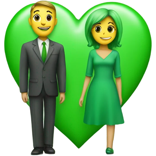 a green heart with a couple emoji