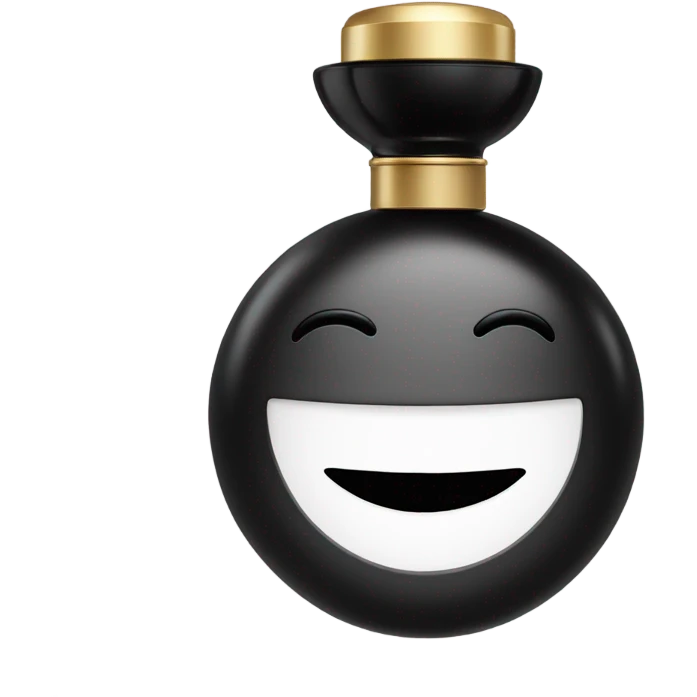smiling perfume face with black cap emoji