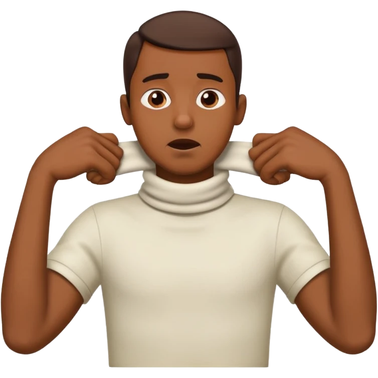 man with hands across neck choking themself emoji