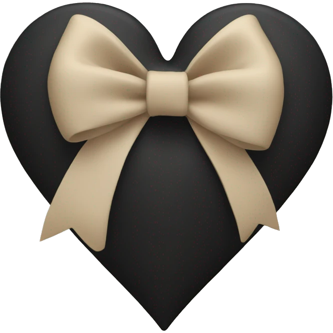 black heart with beige bow emoji