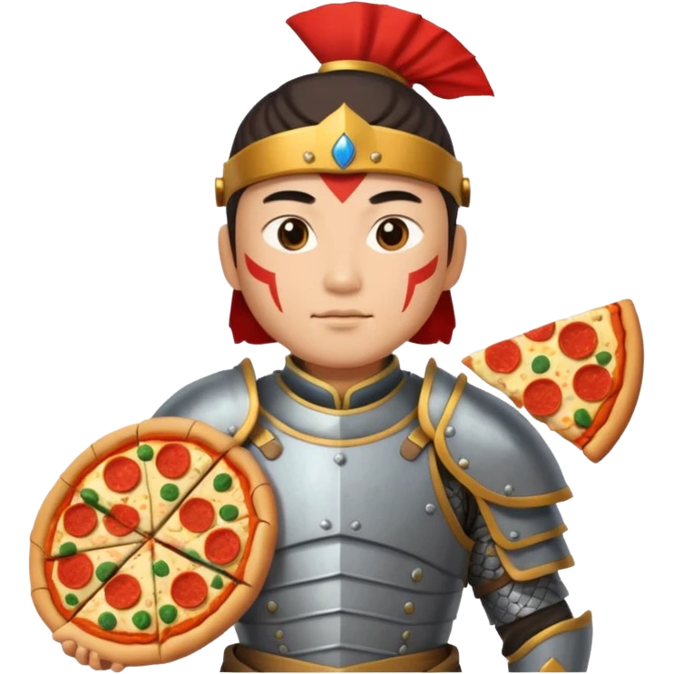 chinese ancient warrior with pizza emoji
