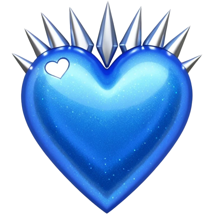 blue glittery heart with chrome spikes emoji