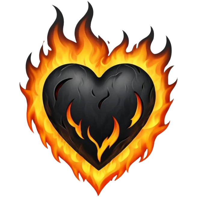 Black heart with black fire emoji