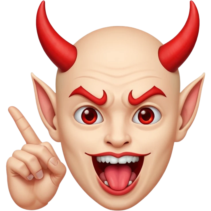 Devil horn hand in front of person with tongue out emoji