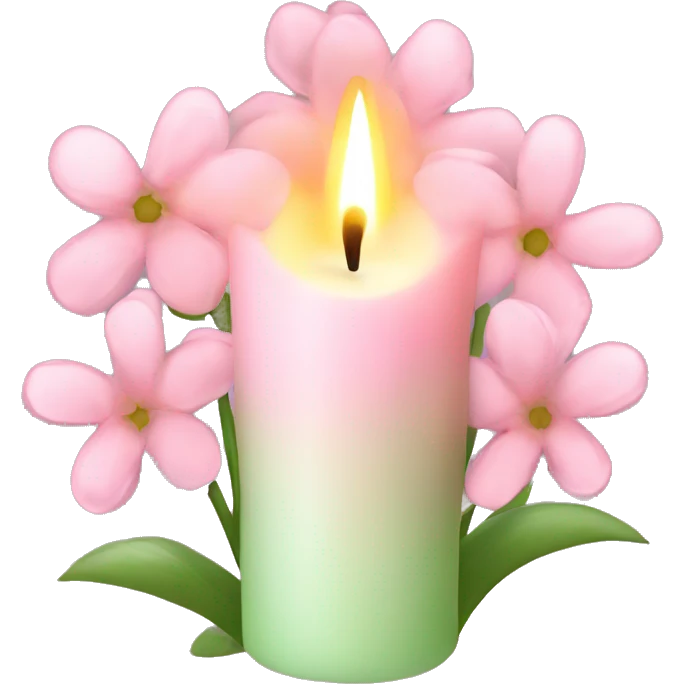 Spring candle with light pink flowers  emoji