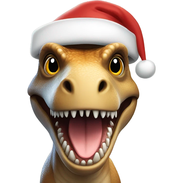 Trex wearing Santa hat emoji