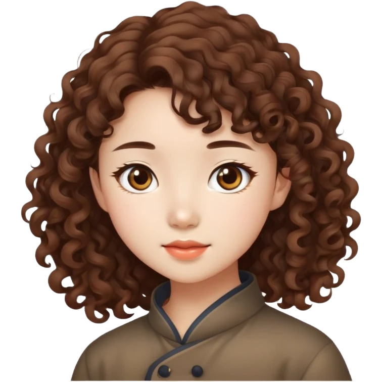 Chinese girl with brown curl hair  emoji