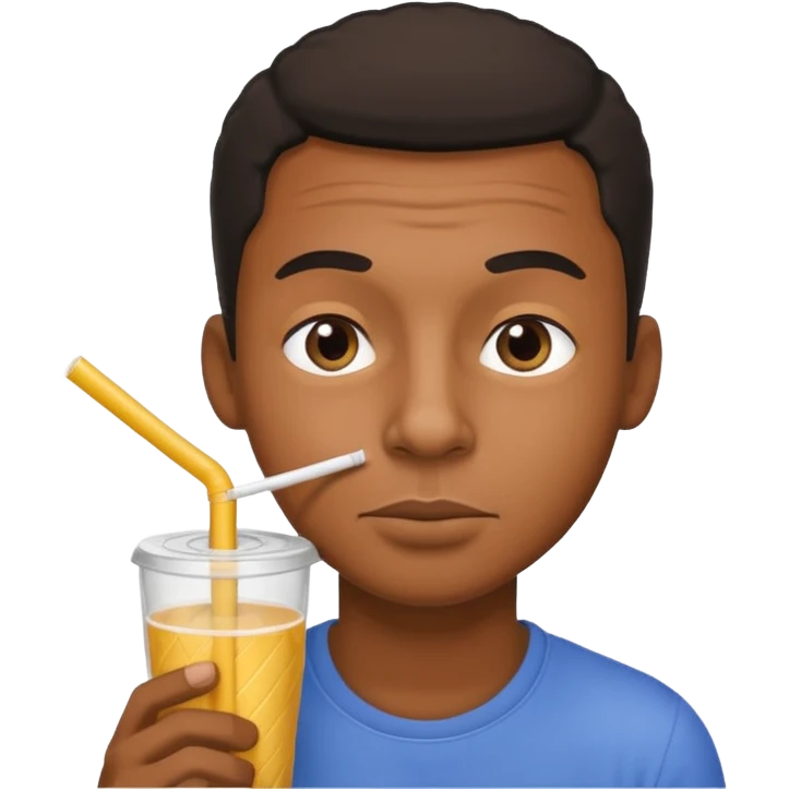 Black man sniffing a straw emoji