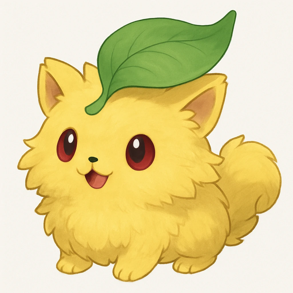 fluffy yellow creature with a leaf on its head emoji