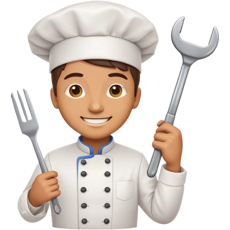 smiling chef with a wrench and a bar chart, emoji representing technical and business growth in restaurants emoji