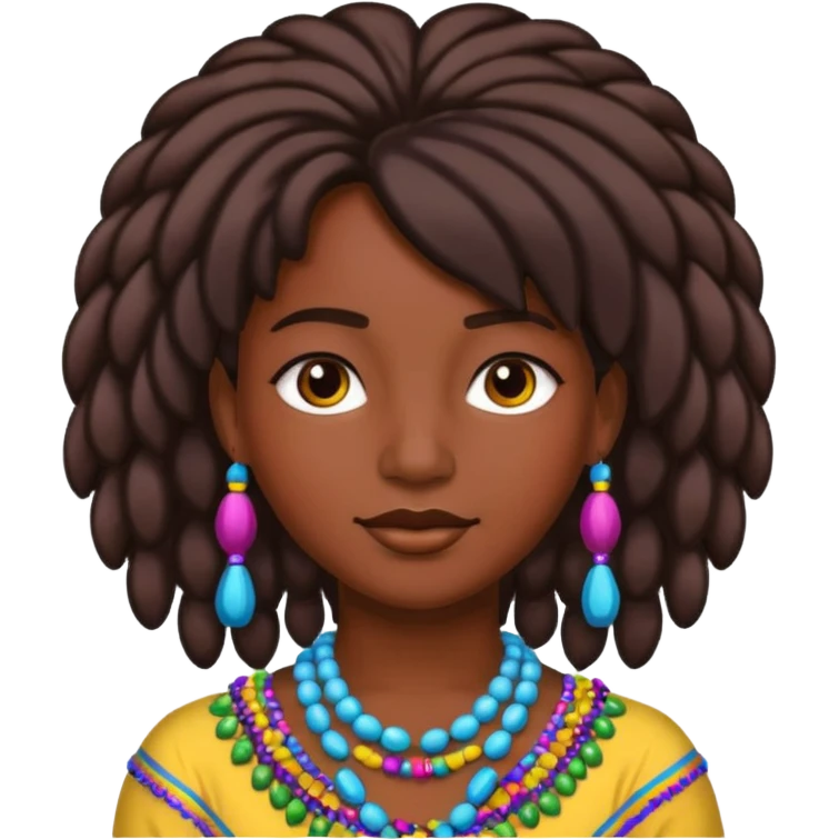 person with beads in hair and colorful styşe emoji