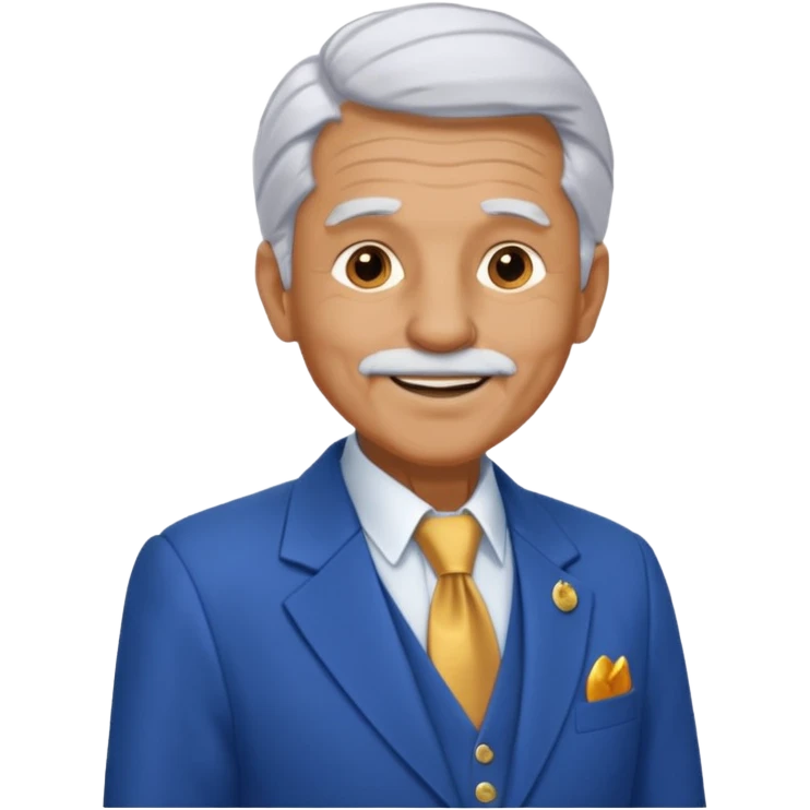 i need an image of a old man named clyde who provides basic credit reports. wears a blue blazer with gold button and open necked white shirt  emoji