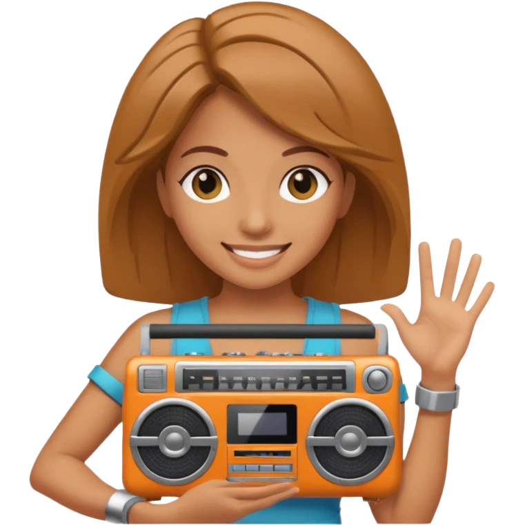 woman holding boombox emoji