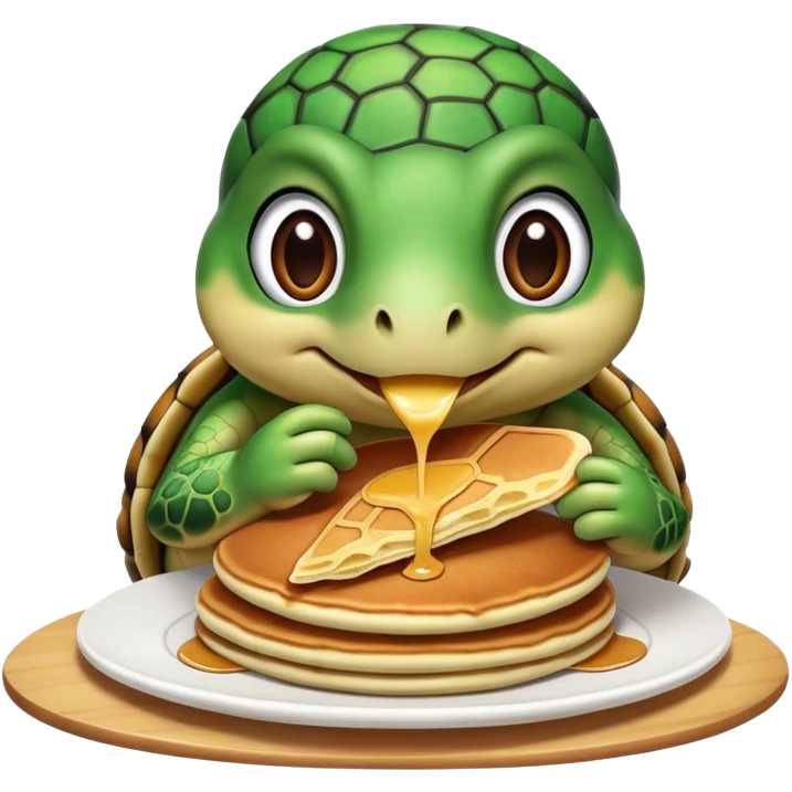 Turtle eating pancakes emoji