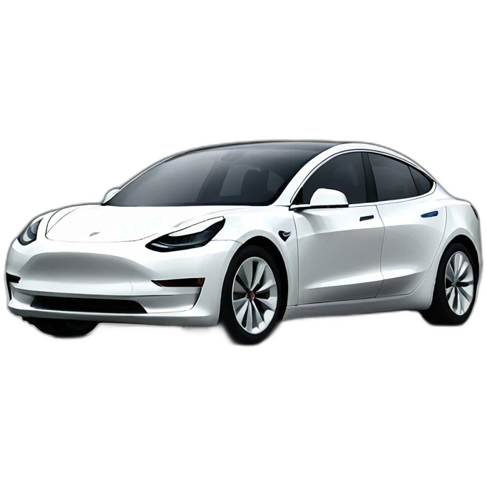 front view of a white tesla model 3 emoji