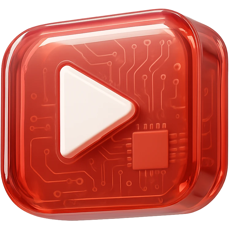 island YouTube play button, glossy circuit style emoji