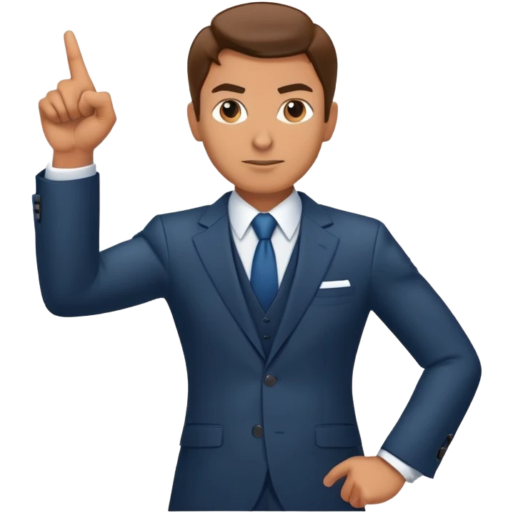 Confident business leader pointing forward with determination emoji
